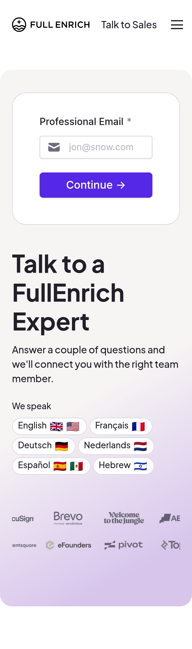 FullEnrich Contact Page