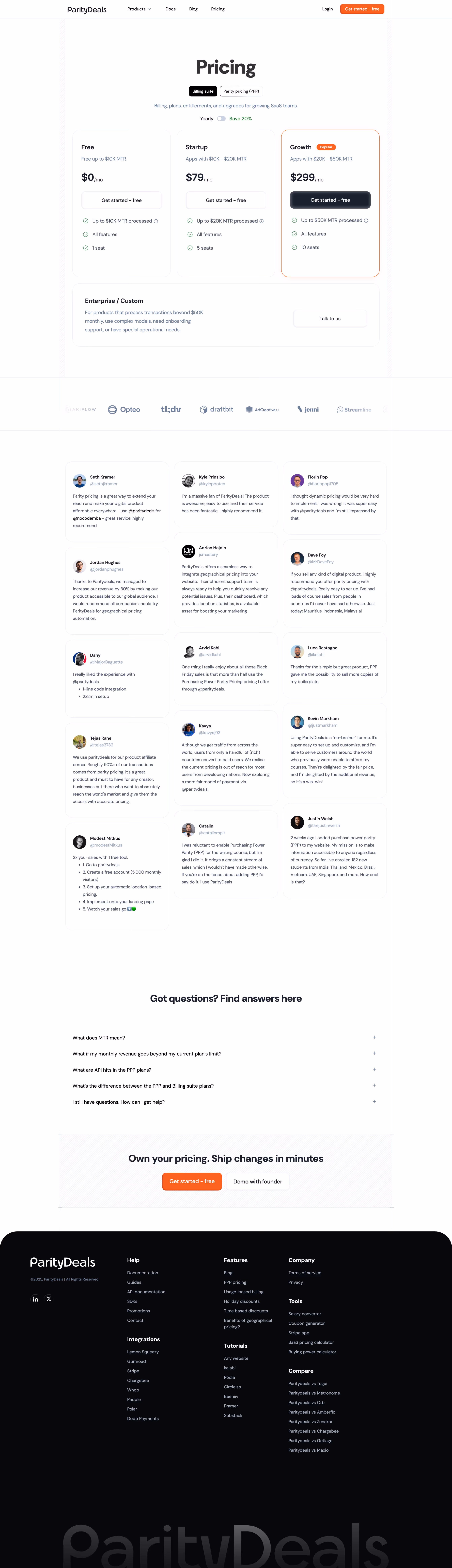 ParityDeals Pricing Page
