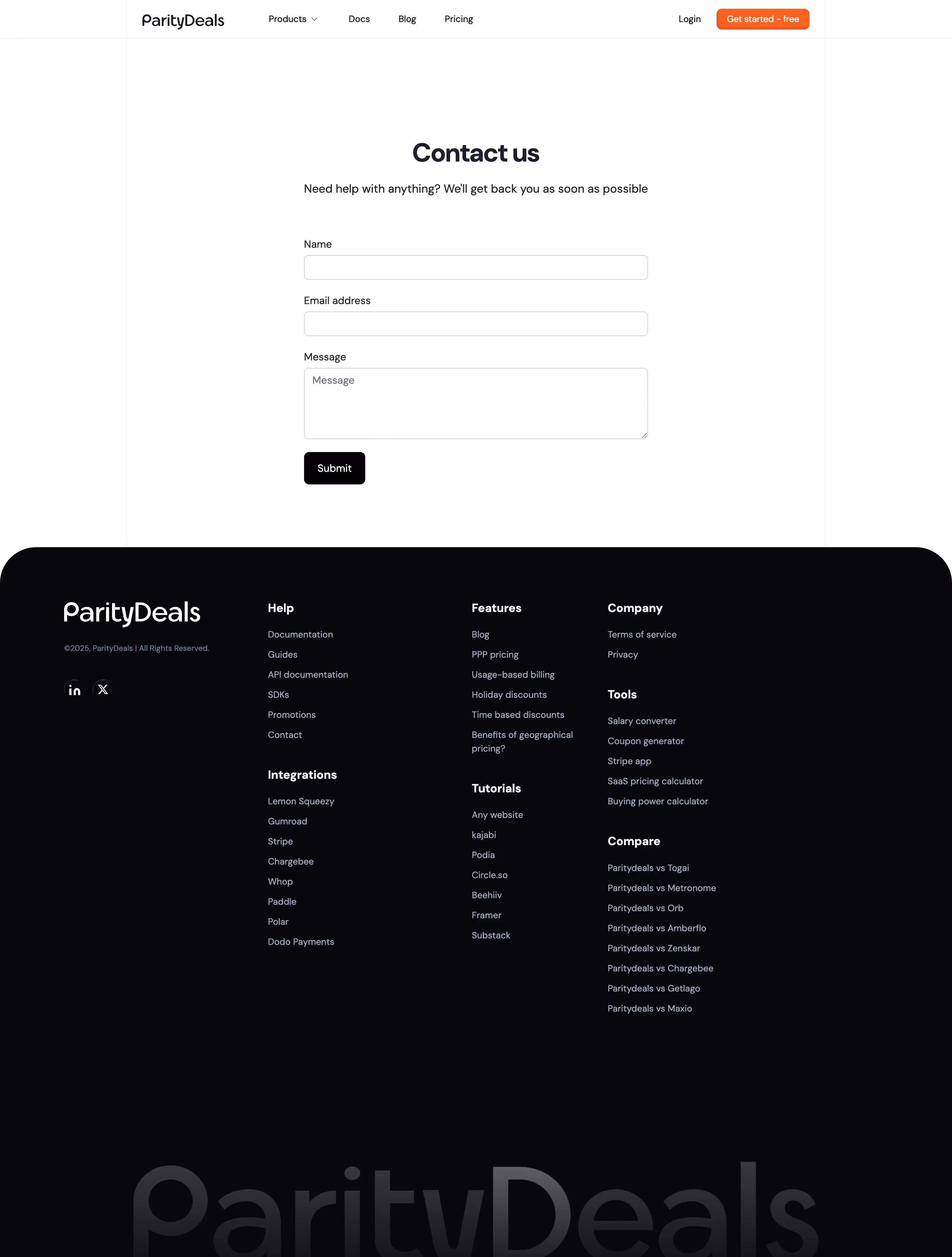 ParityDeals Contact Page