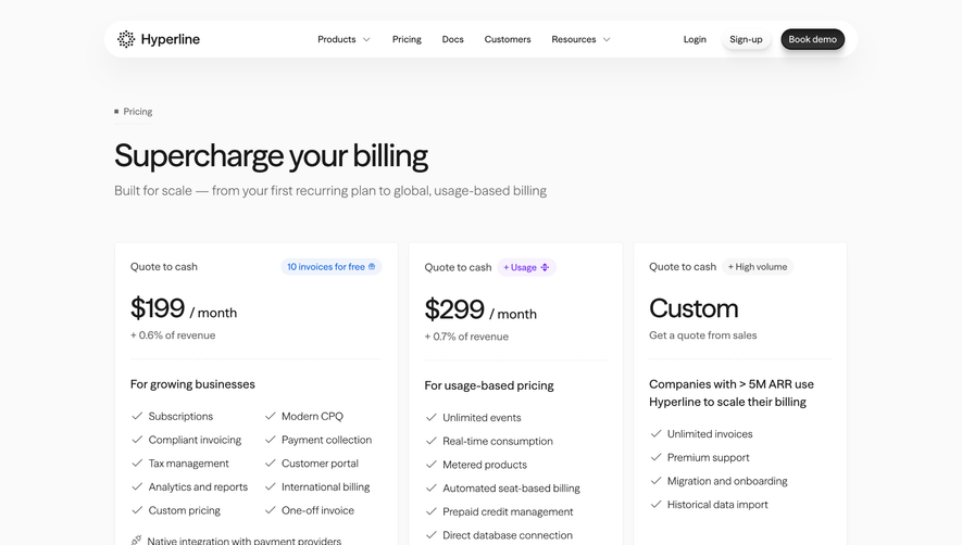 Hyperline Pricing Page