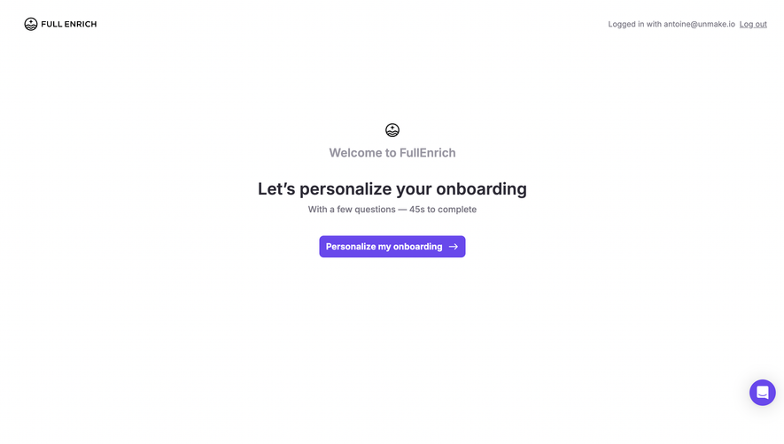 FullEnrich Welcome Screen