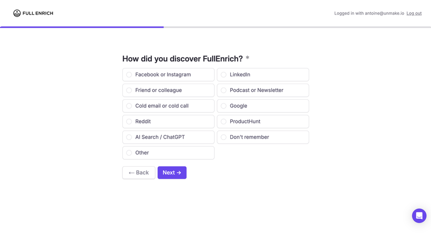 FullEnrich User Onboarding
