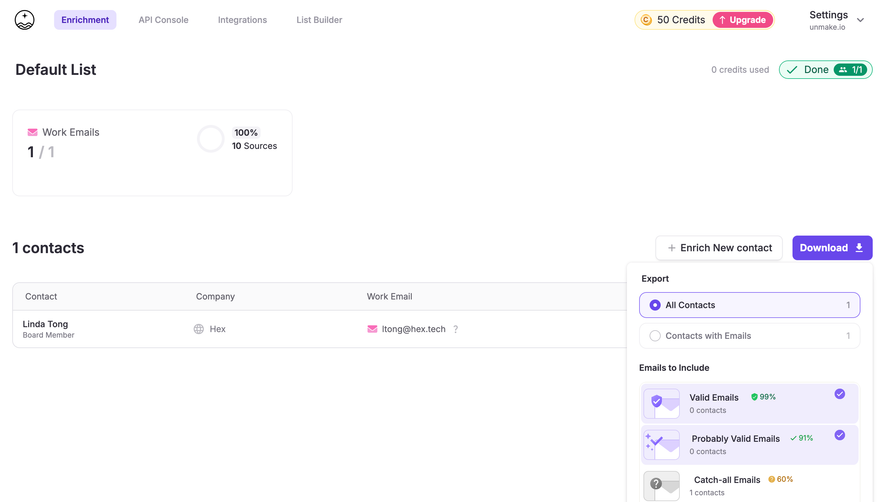 FullEnrich Export A Contact