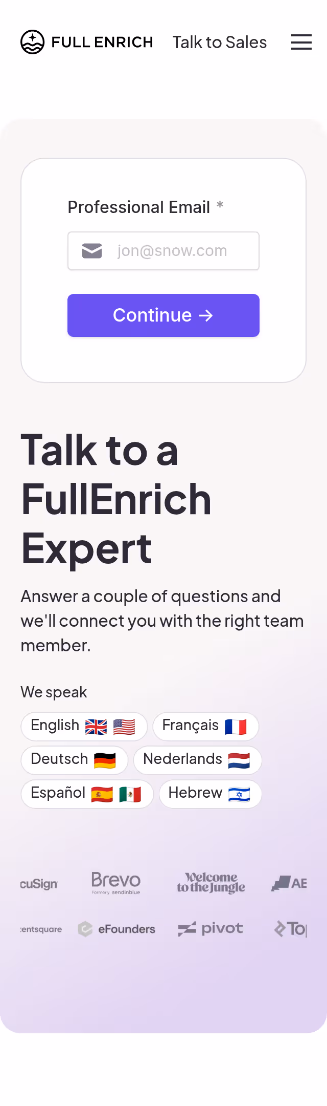 FullEnrich Contact Page