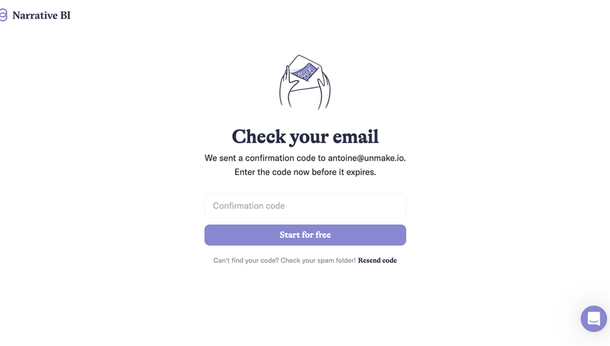 Narrative BI Email Verification