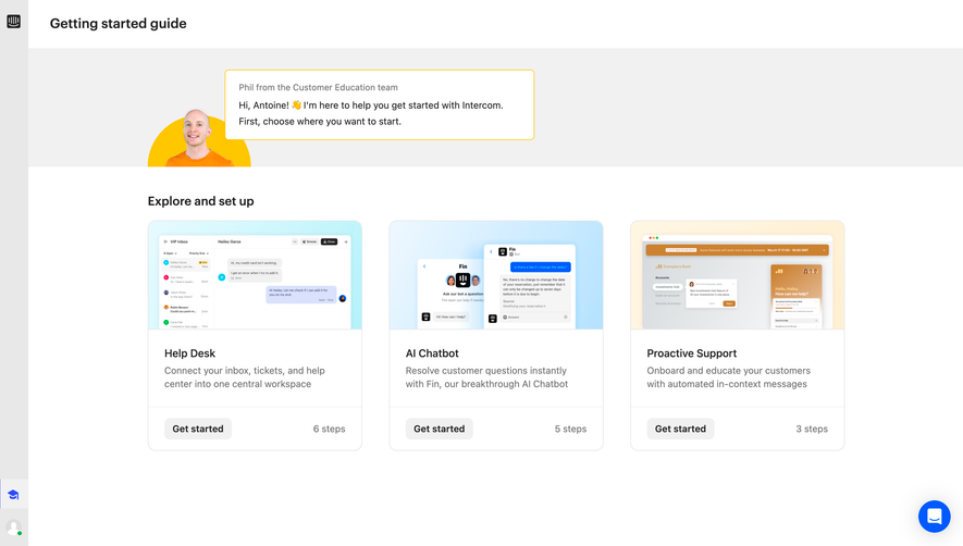 Intercom Welcome Screen