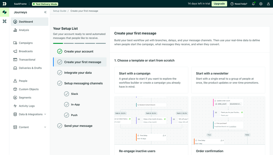 Customer.io Create First Campaign