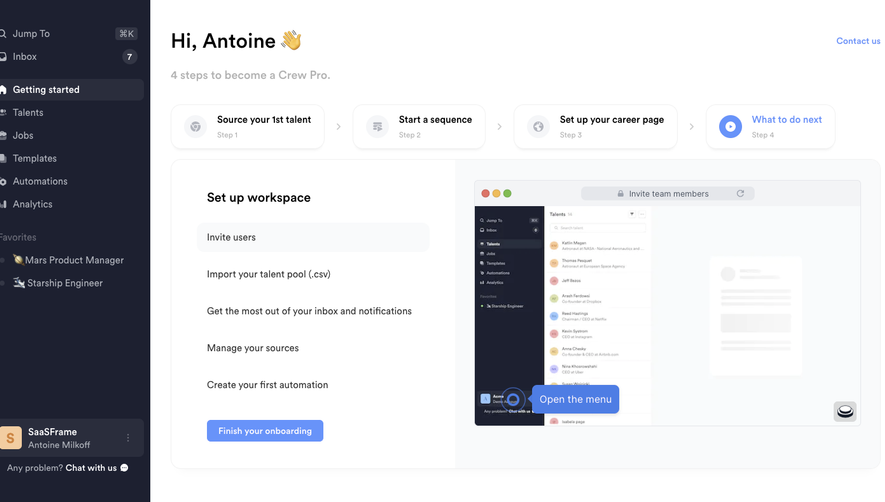 Crew User Onboarding