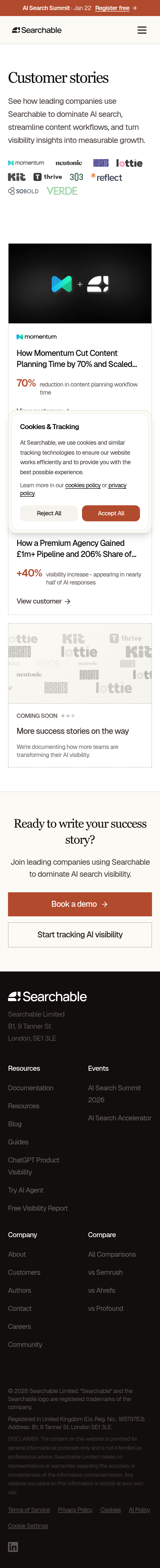 Searchable Customer Stories