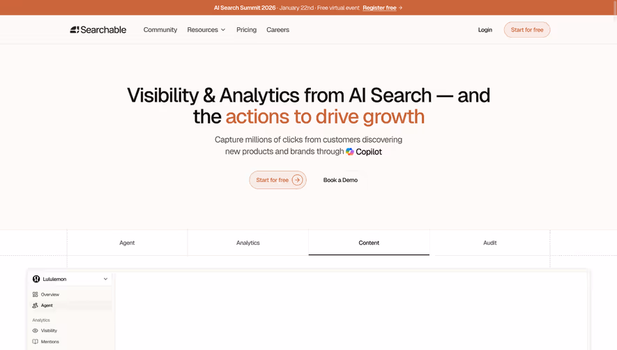 Searchable Landing Page