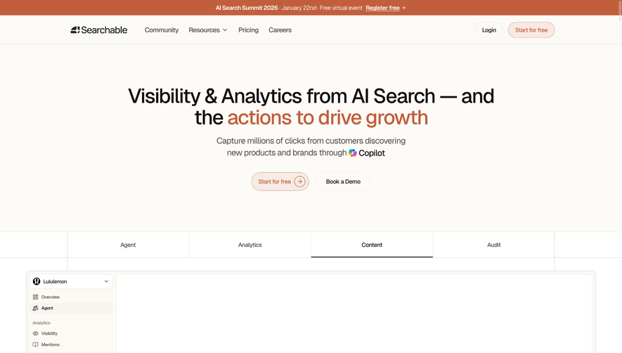 Searchable Landing Page