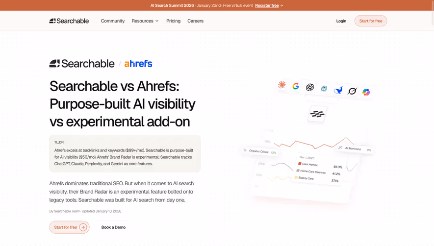 Searchable Comparison Page