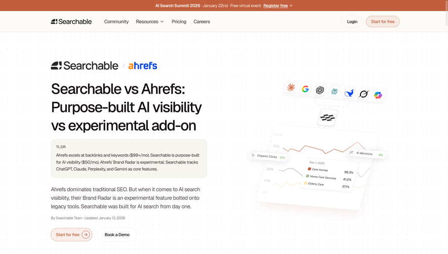 Searchable Comparison Page