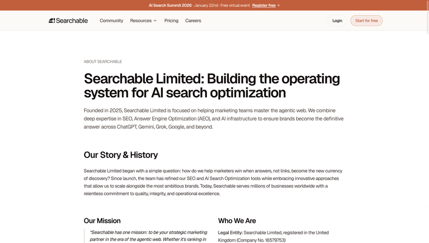 Searchable About Page