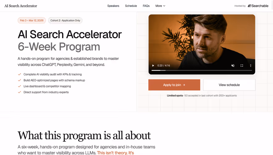 Searchable Webinars Page