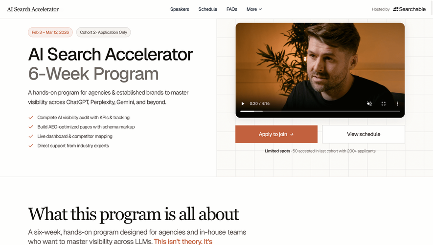 Searchable Webinars Page