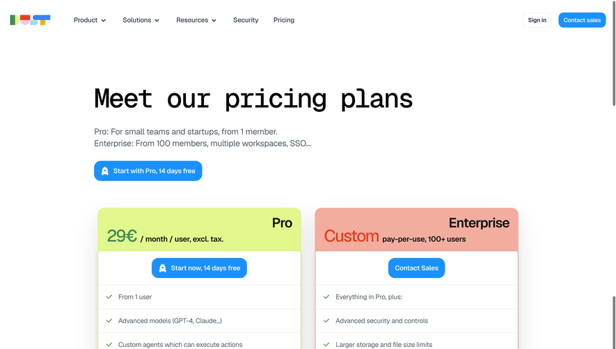 Dust Pricing Page
