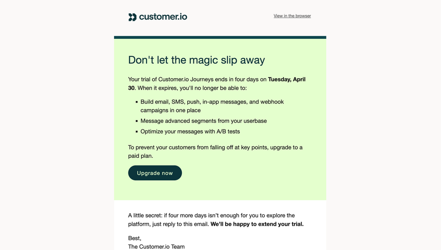 Customer.io Free Trial Emails