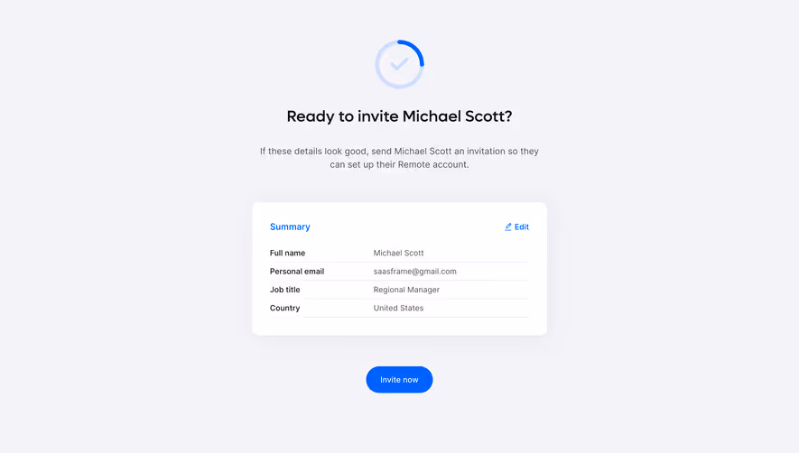 Remote Send Employee Invite