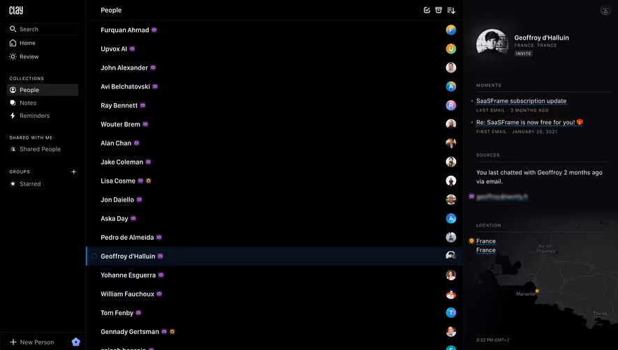 Clay Contacts Dashboard
