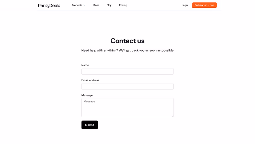 ParityDeals Contact Page