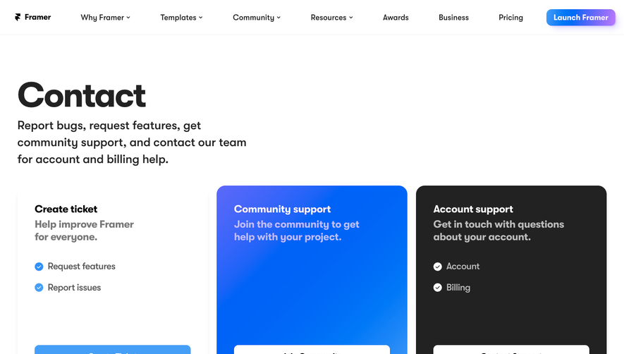 Framer Contact Page