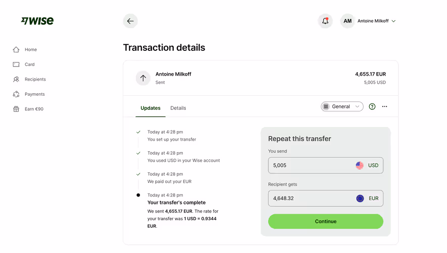 Wise Transaction Details