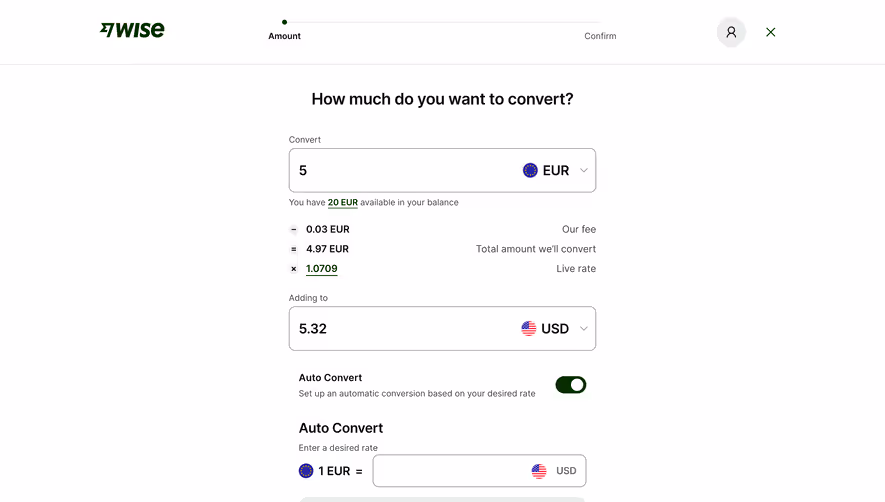 Wise Select Conversion Amount