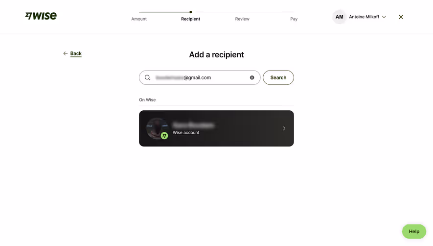 Wise Select Transfer Recipient