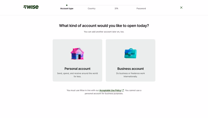 Wise Choose Account Type