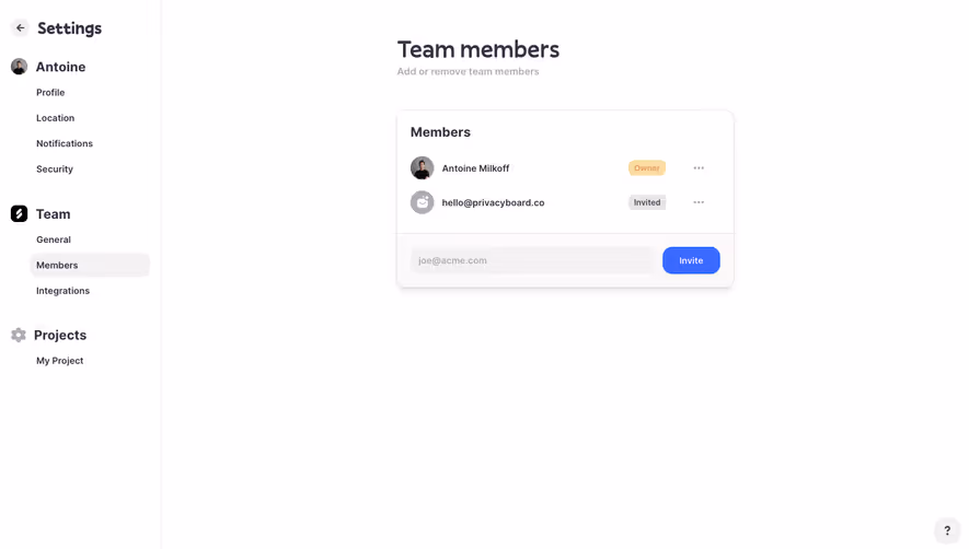 Logbook Team Members Settings