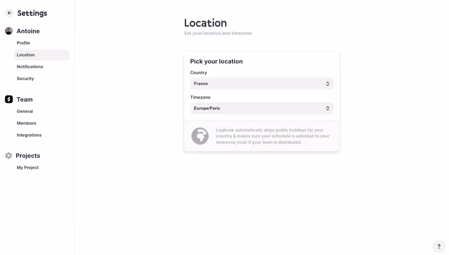 Logbook Location Settings