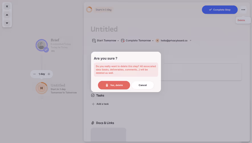 Logbook ogbbok Delete Step Confirmation