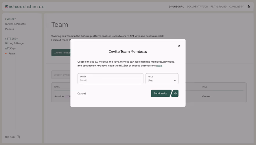 Cohere Invite Team Members