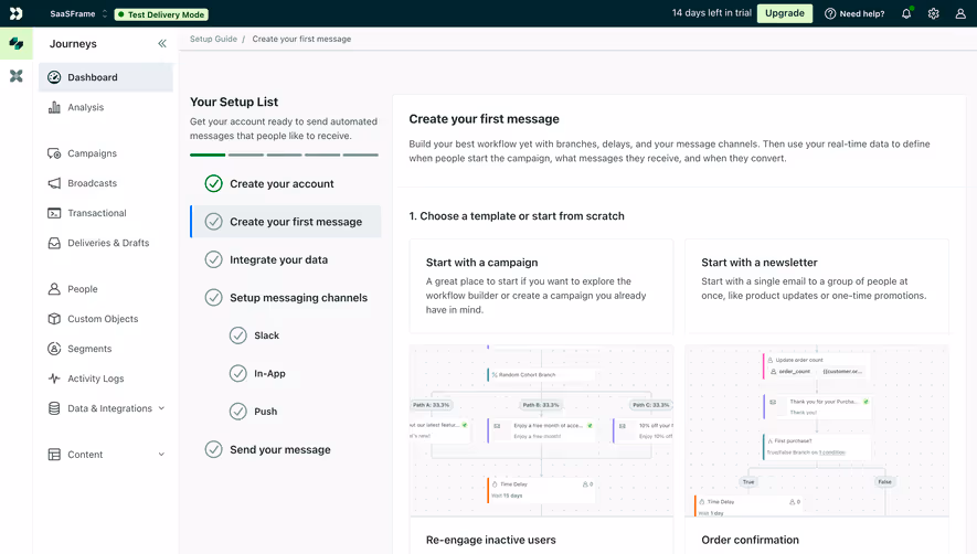 Customer.io Create First Campaign