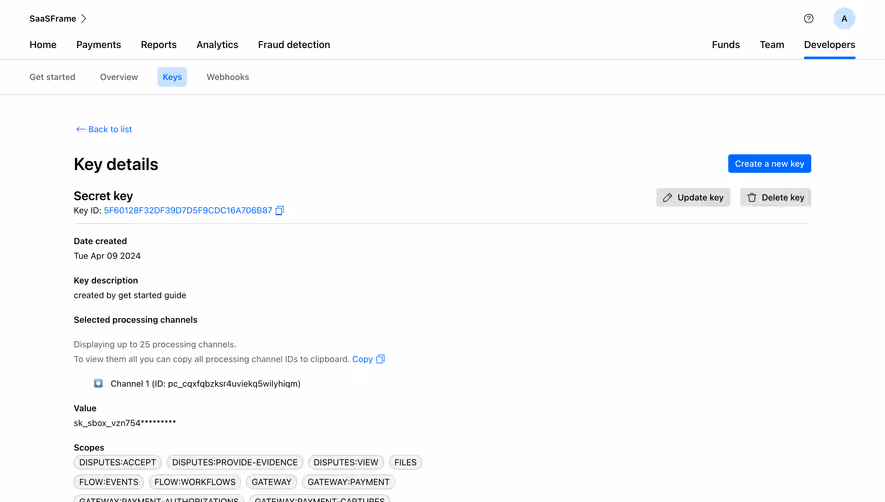 Checkout.com API Key Details