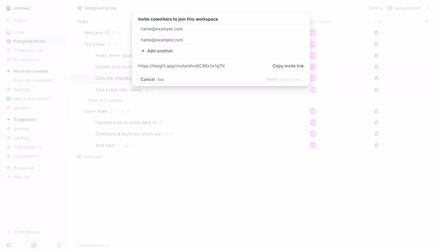 Height Invite Team Members