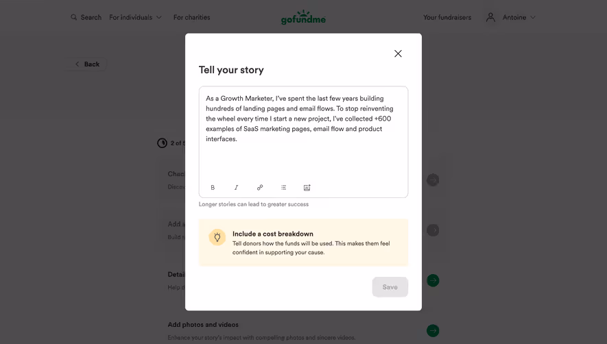 GoFundMe Account Setup