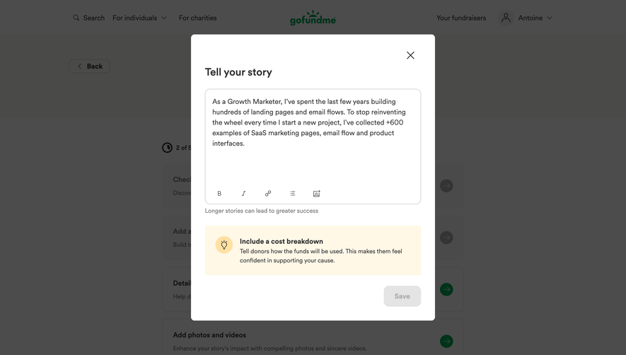 GoFundMe Account Setup