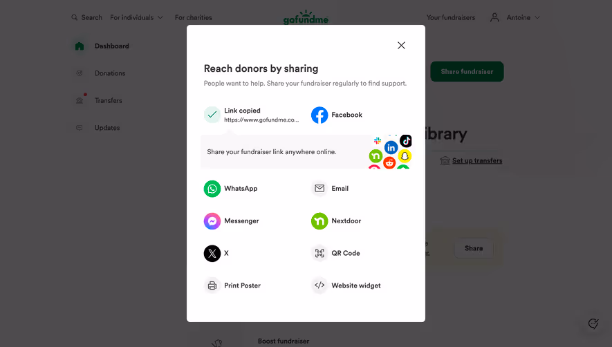 GoFundMe Copy Foundraiser Share Link