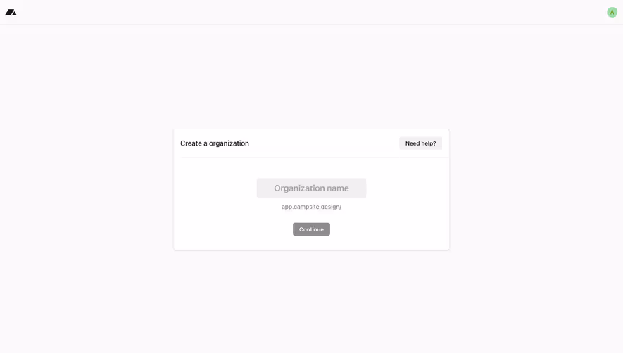 Campsite Create an organization