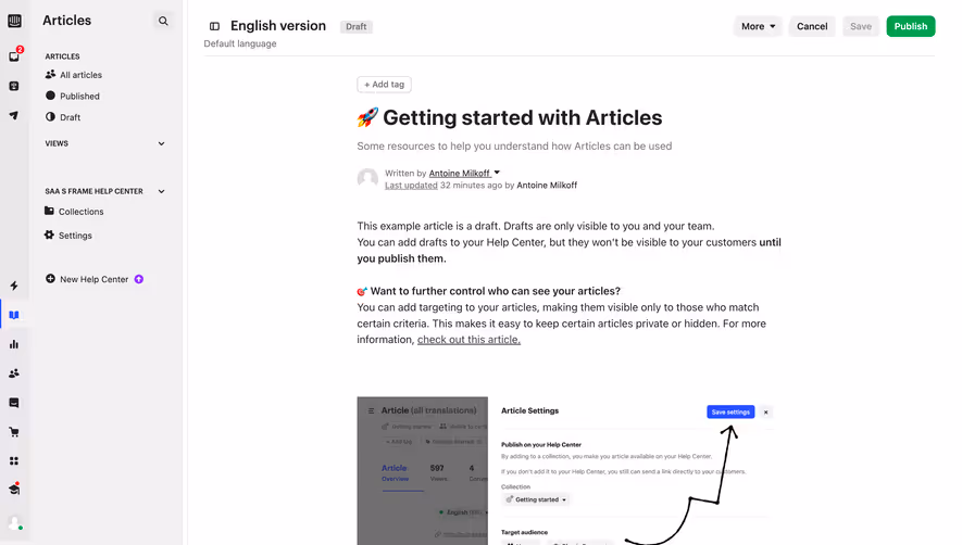 Intercom Edit Article