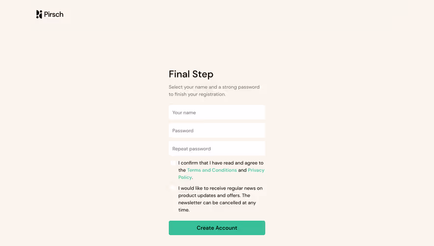 Pirsch Analytics Signup