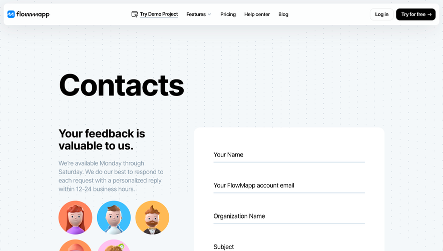 FlowMapp Contact Page