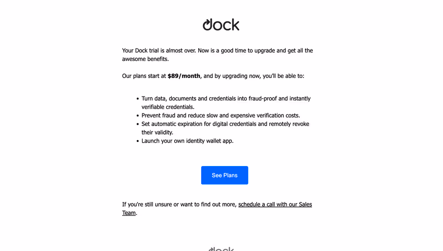 Dock Free Trial Emails