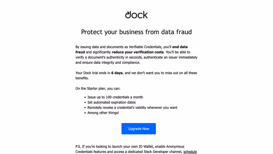 Dock Free Trial Emails