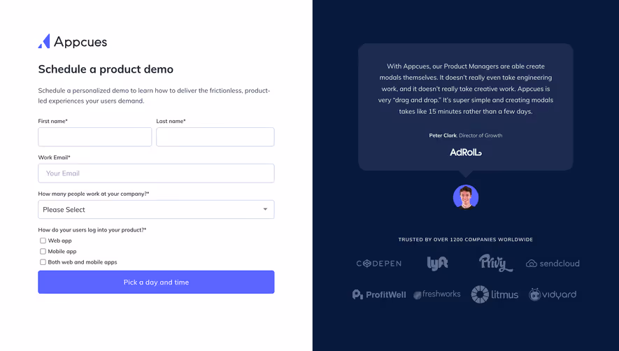 Appcues Demo Request