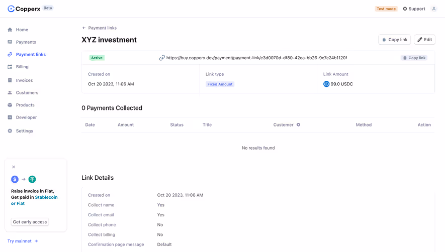 Copperx Payment Link Details