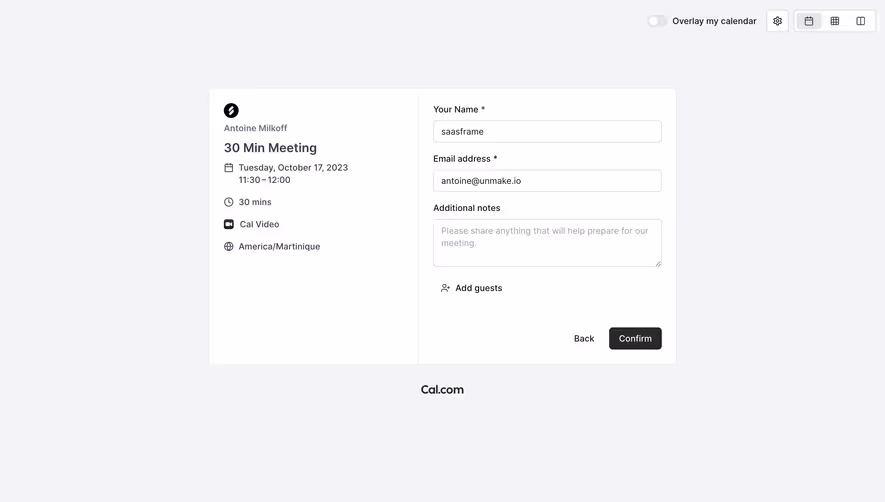 Cal.com Booking Form
