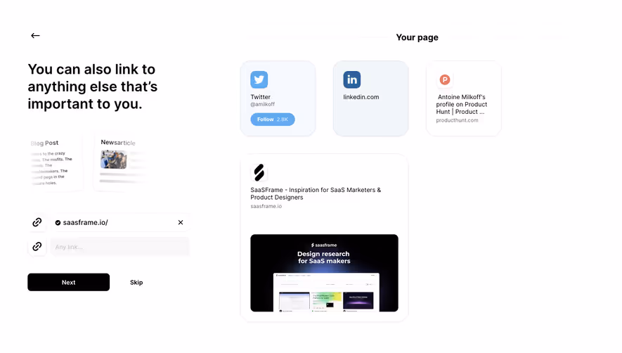 Bento Add Personal Links